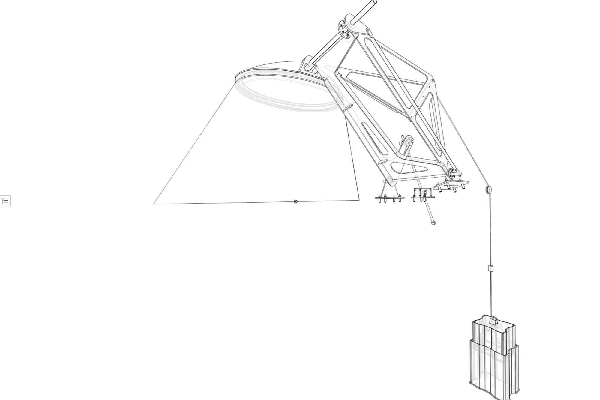 Glass-lifting machine — CAD assembly with bracing counterweight